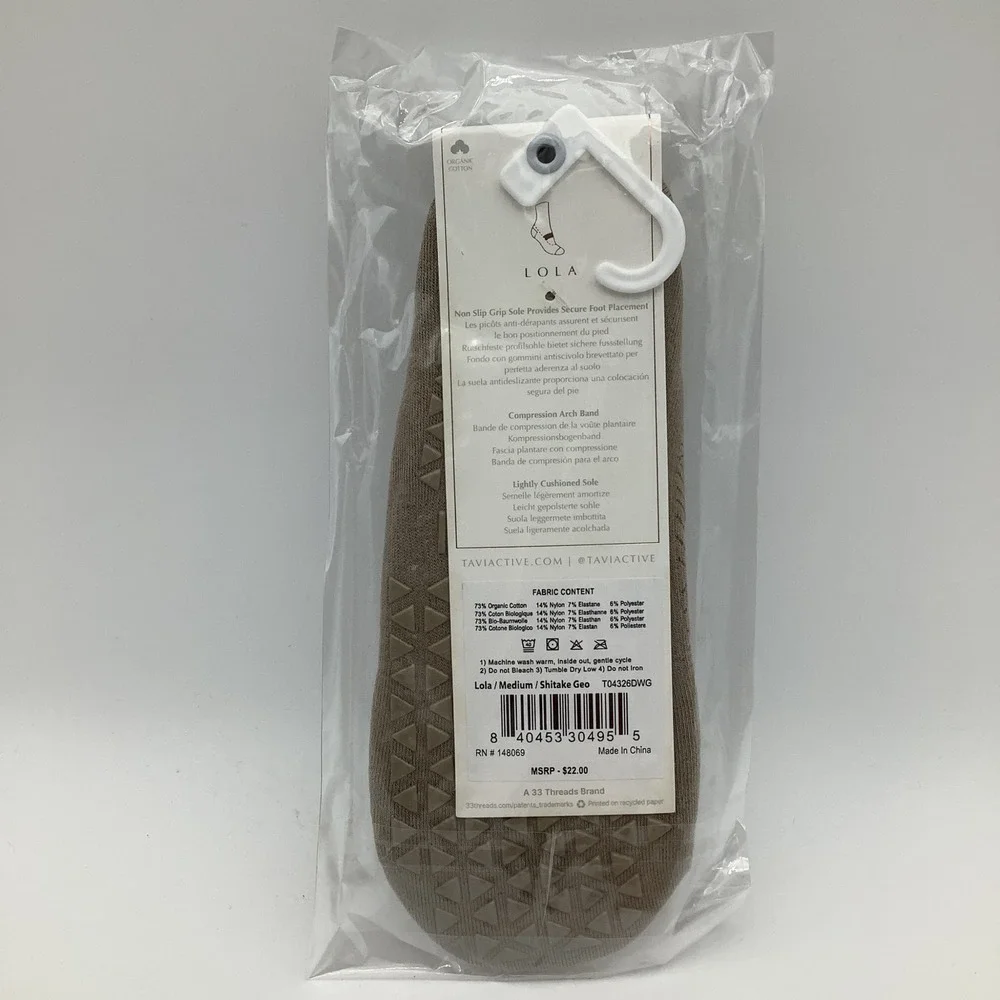 Tavi Grip Lola Socks Shitake Geo Womens Yoga‎ Pilates Barre Size Medium New